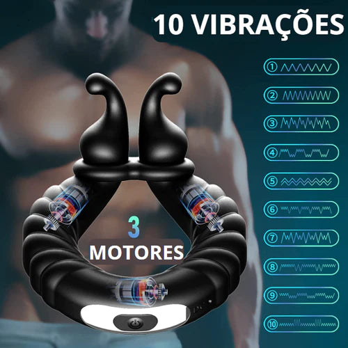 Anel Peniano com Vibrador de clitóris para casais - 10 Modos - Prazer de Luxo