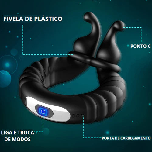 Anel Peniano com Vibrador de clitóris para casais - 10 Modos - Prazer de Luxo