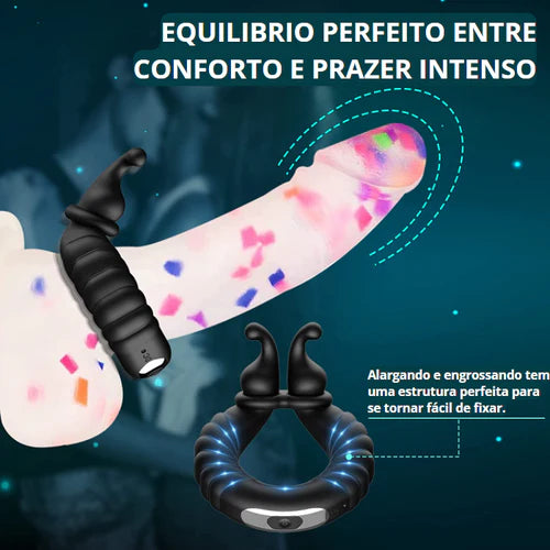 Anel Peniano com Vibrador de clitóris para casais - 10 Modos - Prazer de Luxo