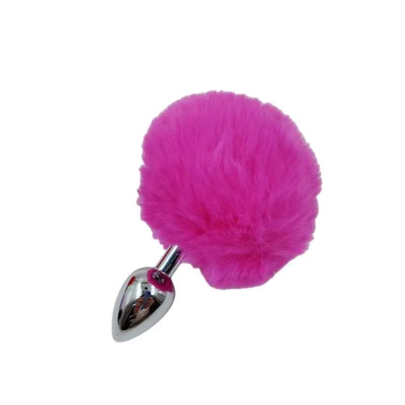 Plug Anal PomPom Pelúcia com Base Prateada