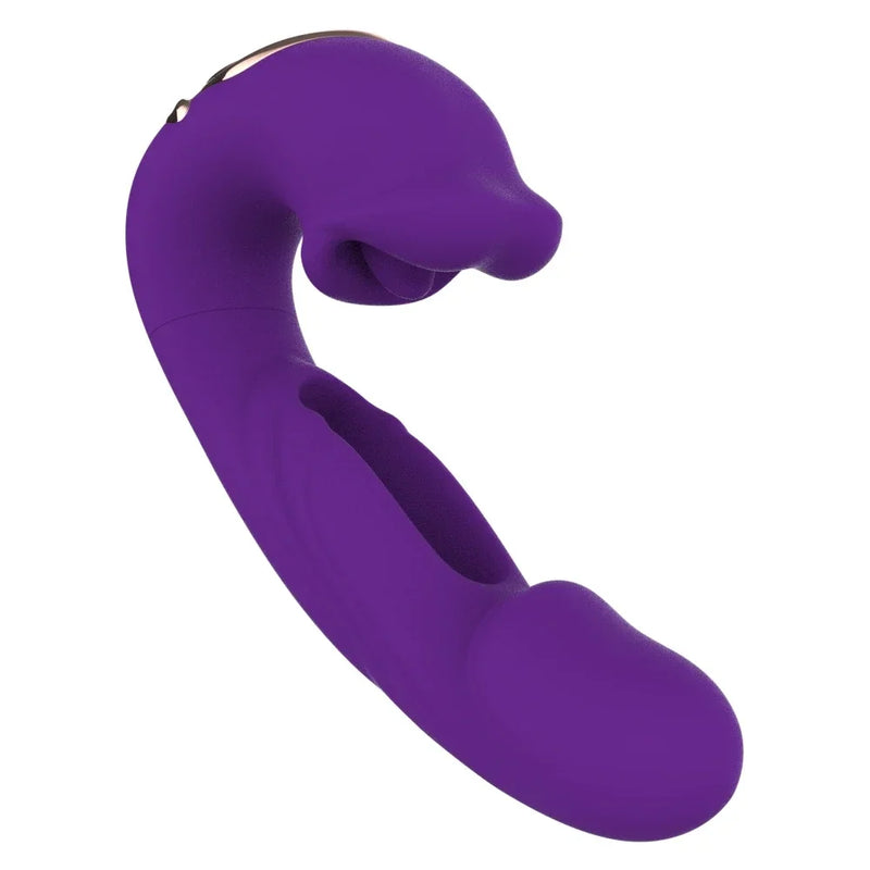 Vibrador Violet - 7 modos para estimulação do clitóris, dildo de empurrão e jogo anal